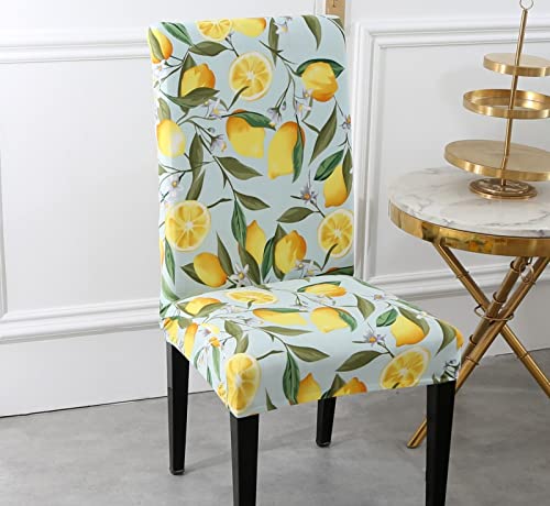 Stuhlhussen 2er Set Zitrone Stuhlbezug Stretch Stuhlhussen,Universal Stuhlhussen Schwingstühle Hussen,Stuhlbezüge Abnehmbar,Chair Cover für Hochzeitsfeiern, Bankett, Hotel von HNDXLHH