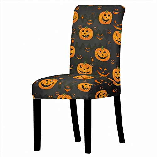 Stuhlhussen 4er Set Halloween Kürbis Stuhlbezug Universal Stuhlhusse Stretch Abnehmbare Waschbar Hussen für Stühle Sehr Pflegeleicht und Langlebig Stuhlüberzug Moderne Elastic Beschützer von HNDXLHH