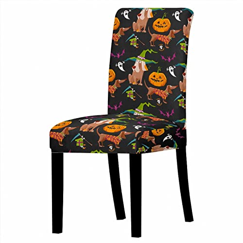 Stuhlhussen 6er Set Halloween Stuhlbezug Universal Stuhlhusse Stretch Abnehmbare Waschbar Hussen für Stühle Sehr Pflegeleicht und Langlebig Stuhlüberzug Moderne Elastic Beschützer von HNDXLHH