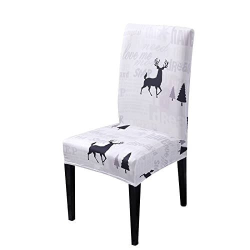 Stuhlhussen 6er Set Weißer Hirsch Stuhlbezug Universal Stuhlhusse Stretch Abnehmbare Waschbar Hussen für Stühle Sehr Pflegeleicht und Langlebig Stuhlüberzug Moderne Elastic Beschützer von HNDXLHH