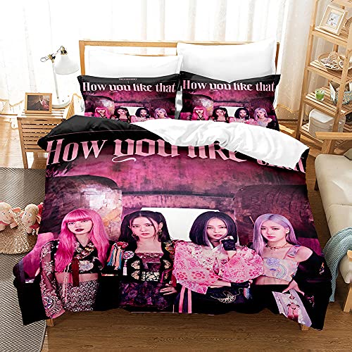 HNFY Bettwäsche 3D Bettbezug Set 135x200 cm Bettwäsche Set 2 Teilig Bettbezüge Mikrofaser Bettbezug Blackpink Poster mit Reißverschluss und 1 Kissenbezug 80x80cm von HNFY