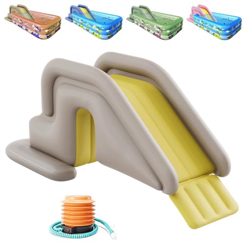 HNGKGJBL Aufblasbare Wasserrutsche, mit Fußpumpe, 4 Stile, kompakte aufblasbare Kletterwand, Wasserrutschenpark, Sommerspaß im Freien für Kinder(Yellow) von HNGKGJBL
