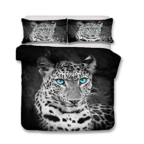 HNHDDZ 3D Tier Leopard Muster Drucken 1 Bettbezug 135x200 cm und 1 Kissenbezug 80x80 cm, Kind Jugendliche Junge Bettwäsche Set Einzelbett von HNHDDZ