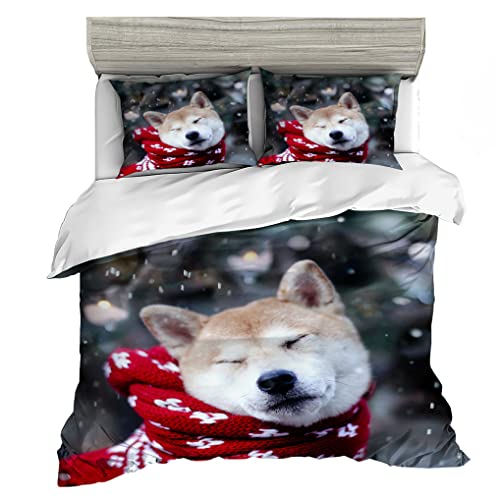 Bettbezug Hund 3D Tier Bettwäsche-Set für Kinder Junge Mädchen Jugendliche mit Kissenbezug 80x80 cm (155x220 cm, Stil 1) von HNHDDZ