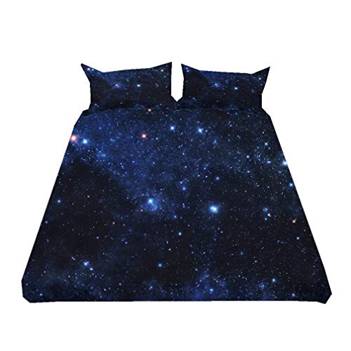 Bettwäscheset Galaxis Universum Himmel Bettbezug Kissenbezug Junge Mädchen Schwarz Blau (Stil 2,Bettbezug 135x200 cm + 1 Kissenbezug 80x80 cm) von HNHDDZ