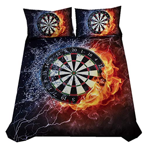 HNHDDZ 3D Basketball Blitz Fußball Flammen Gitarre Darts Bettwäsche-Set Sportstil Bettbezug Kissenbezug Mikrofaser Kind Junge Mädchen (Stil 2, 135x200 cm) von HNHDDZ