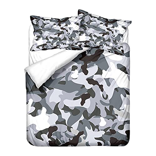 HNHDDZ Bettbezug 220x240 Camouflage Bettwäsche-Set King Size Blau Grün Grau Militär Thema Mikrofaser Doppelbett Mit 2 Kissenbezug 80x80 cm von HNHDDZ