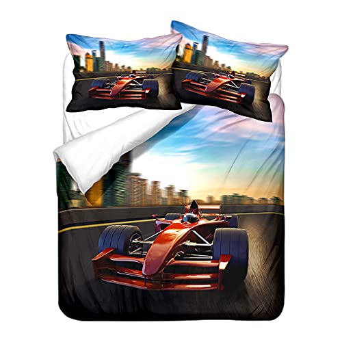 HNHDDZ Bettbezug-Set 3D Formel Rennauto F1 Muster Drucken Bettwäsche-Set für Kinder Junge Teenager Mikrofaser Bettbezug 155x220 und 2 Kissenbezug 80x80 HNHDDZ Bettbezug-Set 3D Formel Rennauto F1 Muster Drucken Bettwäsche-Set für Kinder Junge Teenager Mikrofaser Bettbezug 155x220 und 2 Kissenbezug 80x80 von HNHDDZ