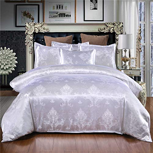 HNHDDZ Bettwäsche Set Jacquard Satin Europäischer Stil Retro Totem Elegant Bettbezüge Mit Reißverschluss, Glatt, Sanft, Gemütlich, Polyester (Farbe 1, Bettbezug 200x200 cm und 2 Kissenbezug 50x70 cm) von HNHDDZ