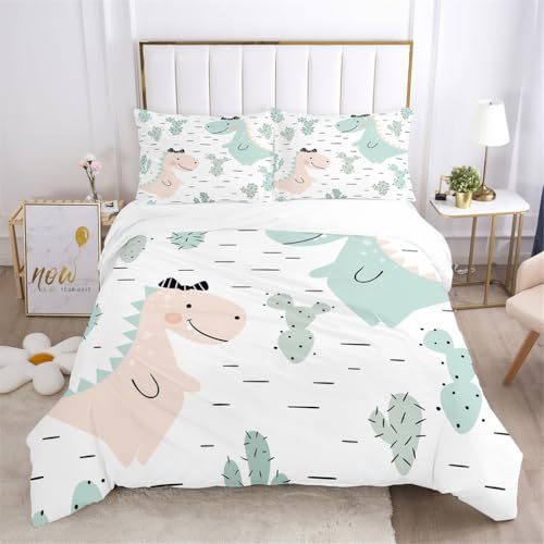 HNHDDZ Cartoon Dinosaurier Astronaut Einzel Bettbezug-Set 2-Teilig Bettwäscheset mit 1 Kissenbezügen Lebendiger Blumen Kaktus Druck Weltraumabenteuer-Motiv Kinderzimmer Dekoration Bettbezüge 135x200 HNHDDZ Cartoon Dinosaurier Astronaut Einzel Bettbezug-Set 2-Teilig Bettwäscheset mit 1 Kissenbezügen Lebendiger Blumen Kaktus Druck Weltraumabenteuer-Motiv Kinderzimmer Dekoration Bettbezüge 135x200 von HNHDDZ
