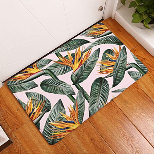 HNHDDZ Fußmatte 3D Modern Grün Tropischer Dschungel Pflanze Blatt rutschfest Weichheit Eingang Fußmatte für Haustür Leben Zimmer Schlafzimmer Flanell Teppich Wohnkultur (D, 50x80 cm) von HNHDDZ