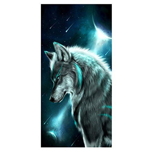 HNHDDZ Strandtuch 3D Tier Einhorn Pferd Leopard Wolf Elefant Eule Galaxie Nebel Badetuch Strandlaken Handtuch 100% Mikrofaser Badetuch Sommer Männer und Frauen (Stil 5,150x180 cm) von HNHDDZ