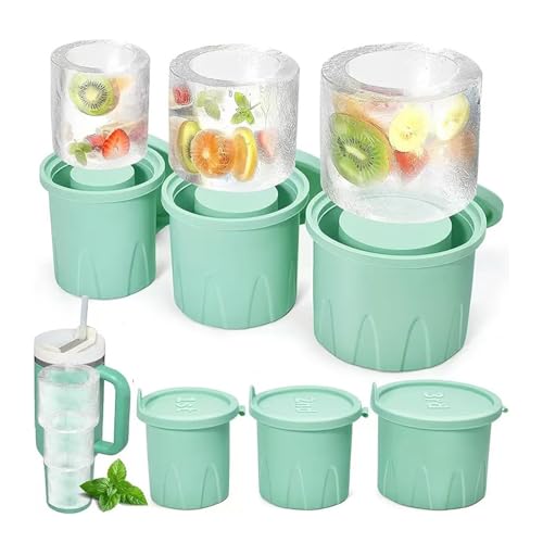 Eiswürfelform Silikon für Stanley Cup, 3 Stück Ice Cube Tray mit Deckel für Stanley Thermobecher, Eiswürfelschale für Kaffee Cocktails Whisky Getränken von HNHNYXC