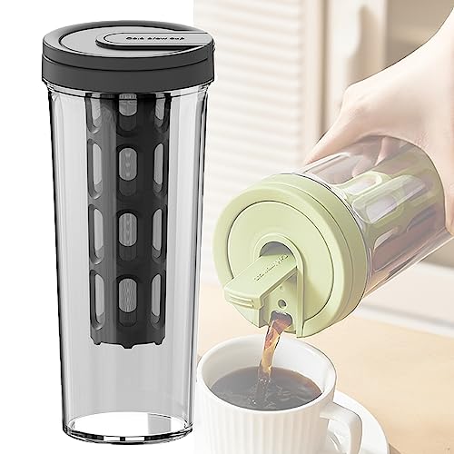 HNJZX Cold Brew Kaffeemaschine und Eistee-Brauer-Krug Getränkekühler Große Kapazität Teekanne mit Netzfilter 1L (100 ml) (Grau) von HNJZX