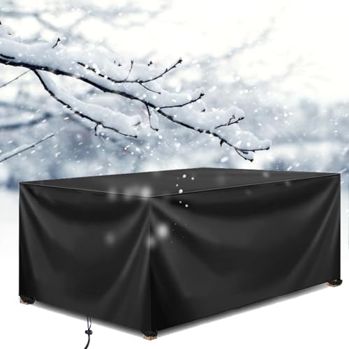 Abdeckplane Gartenmöbel Winterfest Gartentisch Abdeckung, 155x100x120cm/Länge x Breite x Höhe 420D Oxford Gewebe Abdeckhaube Gartentisch Rechteck Schutz vor Kälte und Regen für Loungemöbel überzug von HNKDKJ