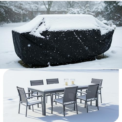 Abdeckplane Wasserdicht Gartenmöbel Abdeckung Winterfest 235x205x50cm/Länge x Breite x Höhe 420D Oxford Gewebe Gartenmöbel Abdeckhaube für Gartentische Loungemöbel Terrassenmöbel Sitzgruppe von HNKDKJ