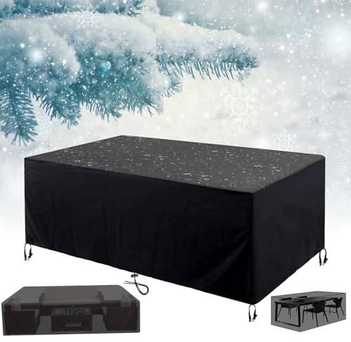 Abdeckung Gartenmöbel Winterfest 320x130cm Schutzhüllen für Gartenmöbel Winddicht UV-Beständiges Abdeckplane Wasserdicht Gartenmöbel Abdeckhauben für Möbelsets Lounge Abdeckung 320x130x75cm/LxWxH von HNKDKJ