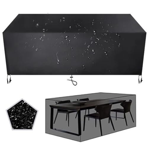 Abdeckung für Gartenmöbel Winterfest 225x120cm Gartenmöbel Abdeckplane für Gartentische 225x120x75cm/LxWxH Regenschutz und Staubfest Winddicht Wasserdicht Schutzhülle für Terrassenmöbel Abdeckungen von HNKDKJ