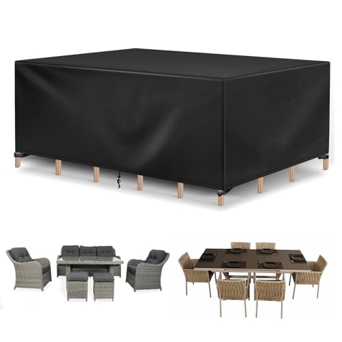 HNKDKJ Abdeckplane Für Gartenmöbel Wasserdicht 125x85x105cm/LxWxH Schwarzer Outdoor Gartentisch Abdeckung Plane Gartenmöbel Wasserdicht Schutzhülle Abdeckplane Terrassenmöbe Winterfest von HNKDKJ