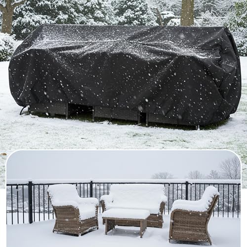 HNKDKJ Abdeckplane Gartenmöbel, 320x70x60cm/LxWxH 420D Oxford Gewebe Regenschutz und Staubfest Winddichte Gartentisch Abdeckung Rattan Gartenmöbel Winterfest Abdeckung Loungemöbel von HNKDKJ