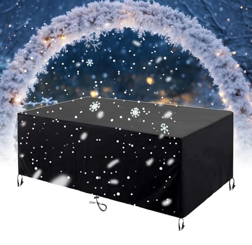 HNKDKJ Abdeckung Gartenmöbel Winterfest 450x250cm Schutzhülle Gartenmöbel Rechteckig überzug Gartenmöbel Abdeckung Gartentisch Schutzhülle für Loungemöbel Tisch und Stühle-Schwarz-450x250x95cm/LxWxH von HNKDKJ
