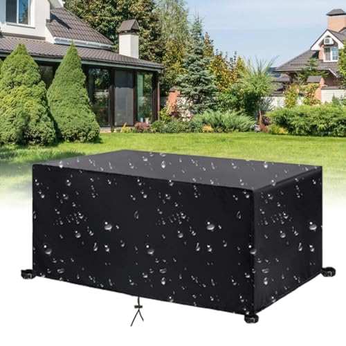 HNKDKJ Abdeckung für Gartenmöbel Multi Größe Winterfest Abdeckplane Gartenmöbel 240x85x80cm(LxWxH) Wasserdicht Abdeckhaube Gartentisch Schutzhülle Gartenmöbel für Gartentisch Sitzgruppe-Schwarz von HNKDKJ