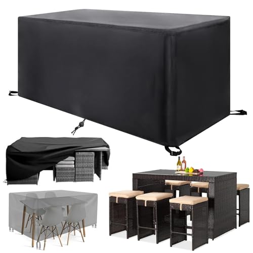 HNKDKJ Abdeckung für Gartenmöbel Winterfest Abdeckplane für Gartentische 320x320x100cm/LxWxH 420D Oxford Gewebe Winddicht,Staubfest, UV-Beständiges wasserdichte Schutzhüllen für Gartenmöbel von HNKDKJ