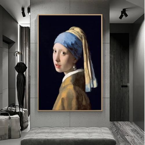 HNKDKJ Das Mädchen mit dem Perlenohrring von Jan, berühmte Kunstgemälde, Leinwandbilder, Wandkunstdrucke, klassische berühmte Kunstbilder, 100 x 150 cm, mit goldenem Rahmen HNKDKJ Das Mädchen mit dem Perlenohrring von Jan, berühmte Kunstgemälde, Leinwandbilder, Wandkunstdrucke, klassische berühmte Kunstbilder, 100 x 150 cm, mit goldenem Rahmen von HNKDKJ
