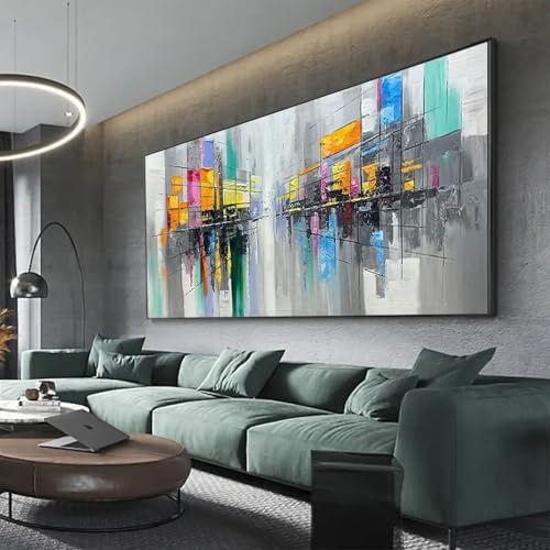 HNKDKJ Farbenfrohes abstraktes Gemälde, modernes Wohnzimmerdekor, minimalistische Wandkunst, Leinwandbilder, gerahmt, große Größe, 70 x 140 cm, mit schwarzem Rahmen HNKDKJ Farbenfrohes abstraktes Gemälde, modernes Wohnzimmerdekor, minimalistische Wandkunst, Leinwandbilder, gerahmt, große Größe, 70 x 140 cm, mit schwarzem Rahmen von HNKDKJ