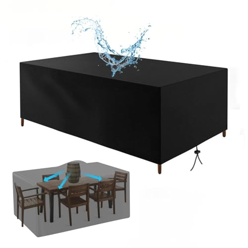 HNKDKJ Gartenmöbel Abdeckung Wasserdicht Palettenmöbel Abdeckung Gartenstuhl Abdeckung Wasserdicht Abdeckplane Gartenmöbel 300x210x85cm/LxWxH Anti-Uv Multi Größe Schwarz Schutzhülle für Gartenmöbel von HNKDKJ