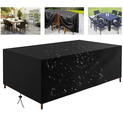HNKDKJ Gartentisch Abdeckung 160x140x110cm/LxWxH Schutzhülle Gartenmöbel Reißfest Schwerlast 420D Oxford Gewebe Wasserdicht Anti-UV Abdeckhaube Gartenmöbel Terrassentisch Wetterfest Abdeckplane von HNKDKJ
