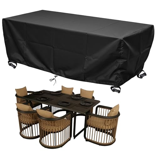 HNKDKJ Gartentisch Abdeckung 365x80x30cm/LxWxH Gartenmöbel Abdeckung Wasserdicht Schutzhülle für Gartenmöbel UV-Schutz 420D Oxford-Stoff Abdeckplane für Gartensofas Gartentisch Sitzgruppe von HNKDKJ