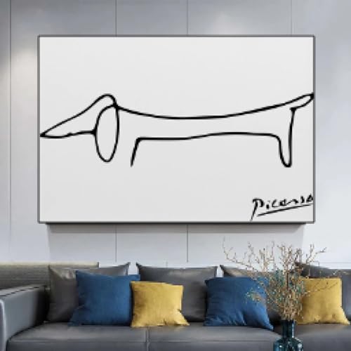 HNKDKJ Picasso Klassische Dackel-Kunstwerke, Schwarz-Weiß-Poster und Drucke, Linienhund, Leinwand-Wandkunst, Bilder, 20 x 30 cm, mit schwarzem Rahmen HNKDKJ Picasso Klassische Dackel-Kunstwerke, Schwarz-Weiß-Poster und Drucke, Linienhund, Leinwand-Wandkunst, Bilder, 20 x 30 cm, mit schwarzem Rahmen von HNKDKJ