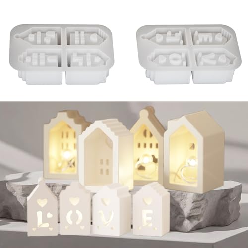 Silikonform Häuser,8 Stück Silikonform Mini Häuser,Silikonform Häuser mit Fenster und Herzform,Giessformen Silikon für DIY Haus Kerzenhalter zum Basteln Silikonform Häuser,8 Stück Silikonform Mini Häuser,Silikonform Häuser mit Fenster und Herzform,Giessformen Silikon für DIY Haus Kerzenhalter zum Basteln von HNLMZ