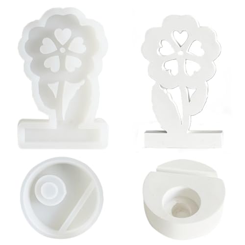 Silikonformen GießFormen Kerzenhalter,DIY Kombination Silikonform Kerzenhalter,Silikonform GießFormem Giessformen für Kunsthandwerk(Blumenform Plugin-A + Kerzenständer) von HNLMZ