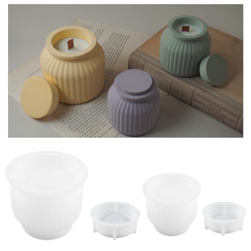 Silikonformen Gießformen,2 Stück GießFormen Silikon Kerzenhalter,Silikonform Vase,Kerzenglas mit Deckel Silikon Kerzenhalter Gießform für Herstellung von Kunsthandwerk von HNLMZ