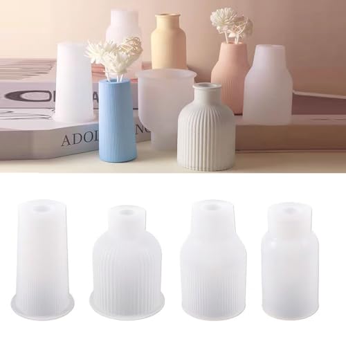 Vase Silikonform,4 Stück Epoxidharz Formen Vase Silicone Mould,DIY Blumenvase Resin Moulds für die Vasen, Stifthaltern und Dekorativen Accessoires von HNLMZ