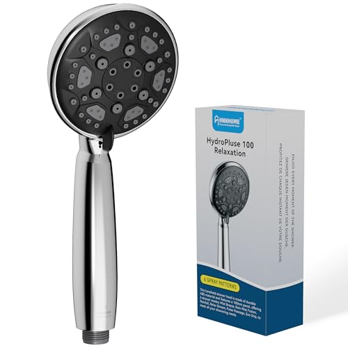 HNNHOME HydroPulse 100 mm Handbrause Hochdruck-Duschkopf, 6 Sprühmodi, universeller Power-Duschkopf-Ersatz, Mattschwarz von HNNHOME