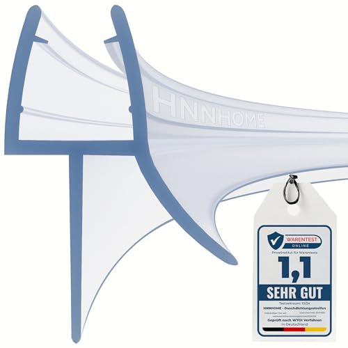 Hnnhome® Vorgebogener Dichtungsstreifen aus Gummi-Kunststoff, für Badewanne und Dusche, perfekt für 4-6 mm gebogene oder gerade Glastüren mit bis zu 20 mm Lücke, 870 mm lang von HNNHOME