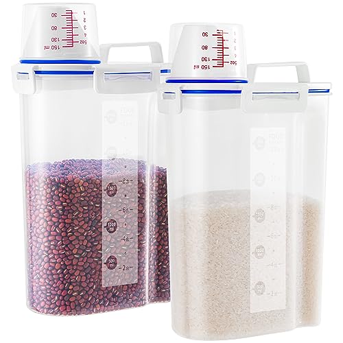 HNNJCK 2er Set Müsli Aufbewahrung Behälter Küche, Luftdichte Aufbewahrungsbox für Waschpulver Mehl Hundefutter Waschmittel, Cereal Müslidose Dispenser Container Vorratsdosen Schüttdosen von HNNJCK