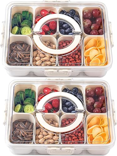 HNNJCK Snackbox mit Fächern 2 Set, Snackschaller mit Deckel und Griff,Tragbar Snackbox Organizer für Süßigkeiten Obst Keksen Dessert Gemüse Nüsse HNNJCK Snackbox mit Fächern 2 Set, Snackschaller mit Deckel und Griff,Tragbar Snackbox Organizer für Süßigkeiten Obst Keksen Dessert Gemüse Nüsse von HNNJCK