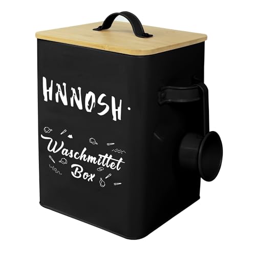 Waschpulver Aufbewahrungsbox 4,6 Kg - schwarz Waschpulver Box mit Holz Deckel & Waschmittel Dosierhilfe – Perfekte Aufbewahrung für Waschpulver, Pods, Wäscheklammern & mehr Waschpulver Aufbewahrungsbox 4,6 Kg - schwarz Waschpulver Box mit Holz Deckel & Waschmittel Dosierhilfe – Perfekte Aufbewahrung für Waschpulver, Pods, Wäscheklammern & mehr von HNNOSH