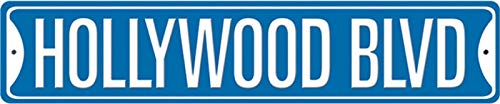 HNNT Hollywood Blvd Metall Deko Blechschild Straßenschild 40x10cm von HNNT