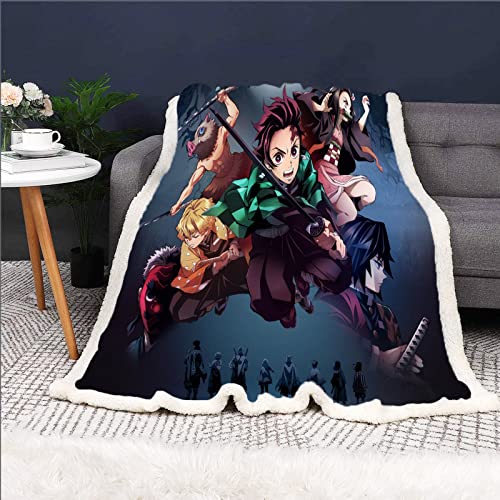 HNSRYLQX Anime Demon Slayer Kuscheldecke, Flanell Flauschige Decke, Flauschig Überwurf Mikrofaser Tagesdecke Kuschelige Wohndecke/Sofadecke (1,150 x 200 cm) von HNSRYLQX