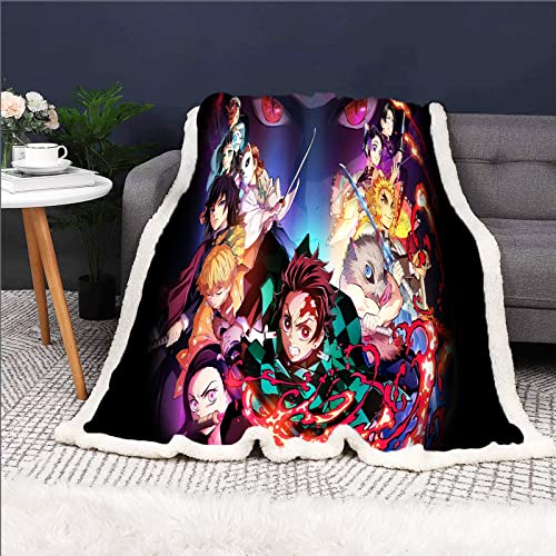 HNSRYLQX Anime Demon Slayer Kuscheldecke, Flanell Flauschige Decke, Flauschig Überwurf Mikrofaser Tagesdecke Kuschelige Wohndecke/Sofadecke (11,130 x150 cm) von HNSRYLQX