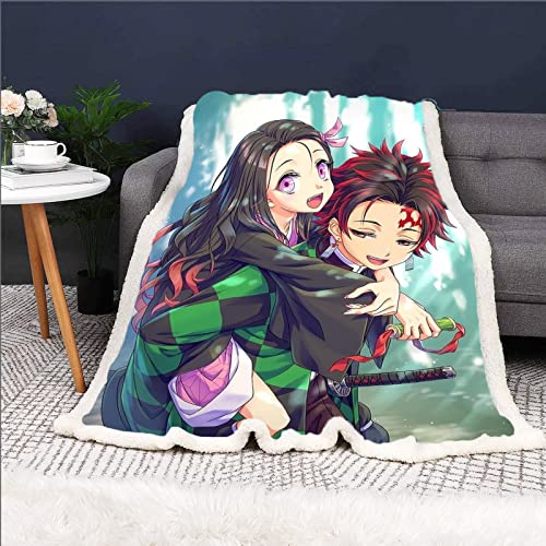 HNSRYLQX Anime Demon Slayer Kuscheldecke, Flanell Flauschige Decke, Flauschig Überwurf Mikrofaser Tagesdecke Kuschelige Wohndecke/Sofadecke (15,130 x150 cm) von HNSRYLQX