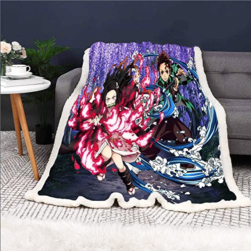 HNSRYLQX Anime Demon Slayer Kuscheldecke, Flanell Flauschige Decke, Flauschig Überwurf Mikrofaser Tagesdecke Kuschelige Wohndecke/Sofadecke (5,130 x150 cm) von HNSRYLQX