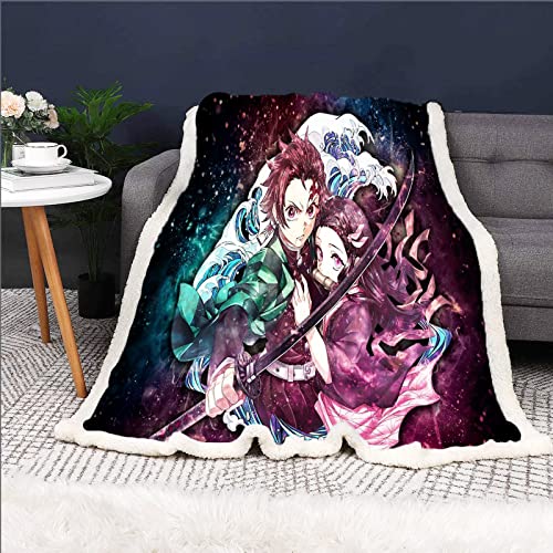 HNSRYLQX Demon Slayer, Kimetsu No Yaiba Kuscheldecke Microfibre, Ghost Slayer Fleecedecke Sofadecke, Wohndecken 150x200 cm Für Kinder Weich Und Warm (3,150 x 200 cm) von HNSRYLQX