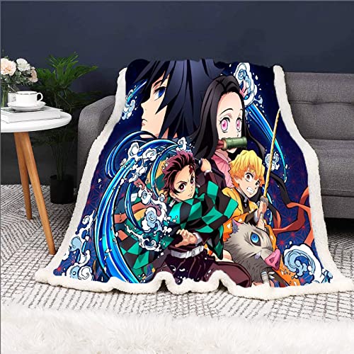 HNSRYLQX Demon Slayer, Kimetsu No Yaiba Kuscheldecke Microfibre, Ghost Slayer Fleecedecke Sofadecke, Wohndecken 150x200 cm Für Kinder Weich Und Warm (6,150 x 200 cm) von HNSRYLQX