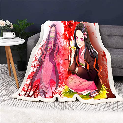 HNSRYLQX Demon Slayer, Kimetsu No Yaiba Kuscheldecke Microfibre, Ghost Slayer Fleecedecke Sofadecke, Wohndecken 150x200 cm Für Kinder Weich Und Warm (9,150 x 200 cm) von HNSRYLQX